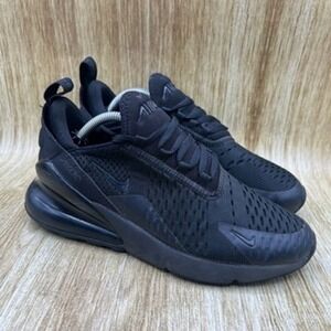 Nike Air Max 270 Womens 7 Youth Size 5.5Y Triple Black Shoes Sneakers BQ5776-001